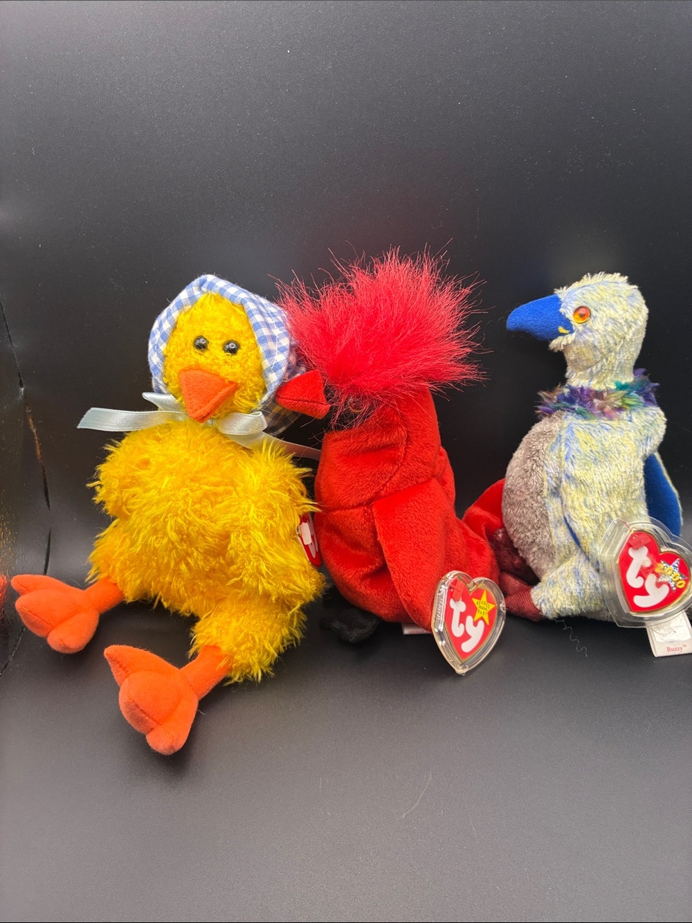 Ty Plush Bird Trio – Yellow Chick, Red Cardinal, Multicolor Piegon